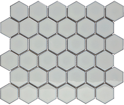 Obklad keramická Mozaika HEX5 Soft Grey Edge Glossy