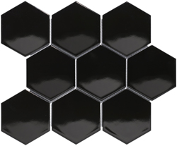 Obklad keramická Mozaika HEX10 Black Glossy