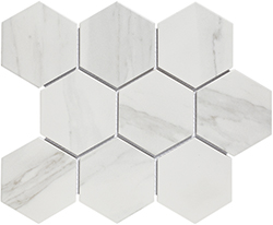 Keramická mozaika Mozaika HEX10 Carrara Bílá Mat