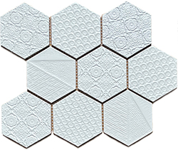 Obklad keramická Mozaika HEX10 3D Reliev Bílá Mat