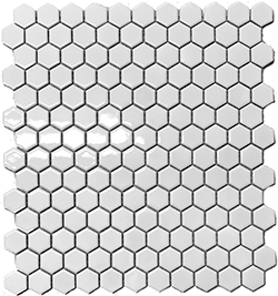 Keramická mozaika Mozaika HEXAGON 2 Bílá Lesk
