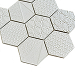 Mozaika HEX10 3D Reliev Bílá Mat