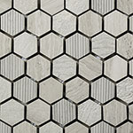 Obklad kamenná Mozaika Hexagonal Wooden White
